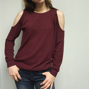 Philosophy Burgundy Open Shoulder Sweater